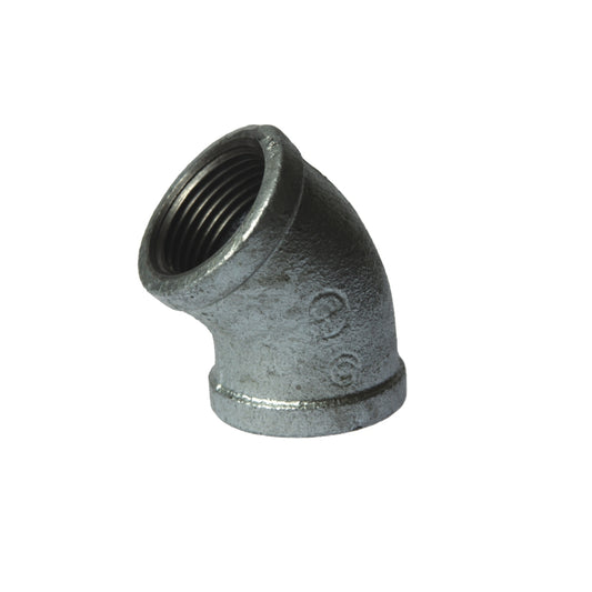 GALVANISED FEMALE ELBOW 45DEG 20MM